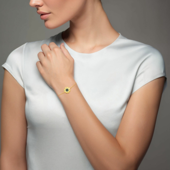 Farfasha Sunkiss Yellow Gold Bracelet with Malachite and Diamond