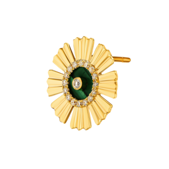Farfasha Sunkiss Yellow Gold Earrings with Malachite and Diamond