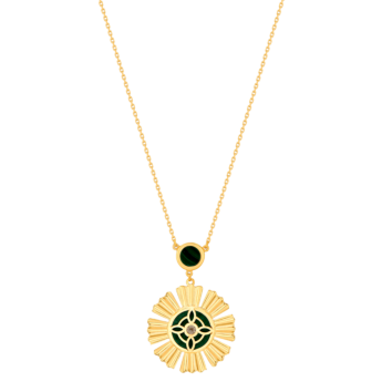 Farfasha Sunkiss Yellow Gold Necklace with Malachite and Diamond