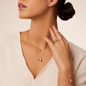 Farfasha Sunkiss Yellow Gold Necklace with Pearl and Diamond