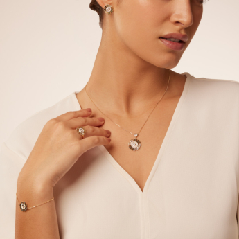 Farfasha Sunkiss Yellow Gold Earrings with Mother of Pearl and Diamond