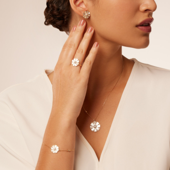 Farfasha Sunkiss Yellow Gold Earrings with Pearl, Mother of Pearl and Diamond