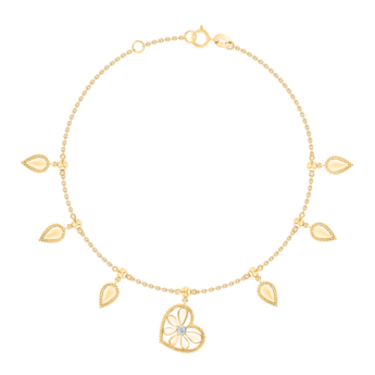 Farfasha Frou Frou Diamond Leaves and Heart Bracelet