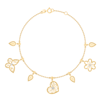 Farfasha Frou Frou Diamond  Butterfly, Flower and Heart Anklet