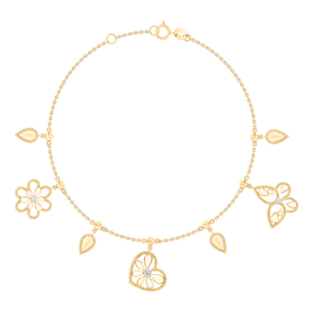 Farfasha Frou Frou Diamond Butterfly Flower and Heart Bracelet