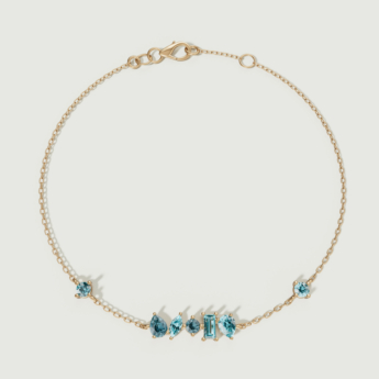 Fireworks Sparkles 18k Yellow Gold Diamond, Blue Topaz & London Topaz Bracelet