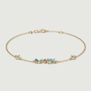 Fireworks Sparkles 18k Yellow Gold Diamond, Blue Topaz & London Topaz Bracelet