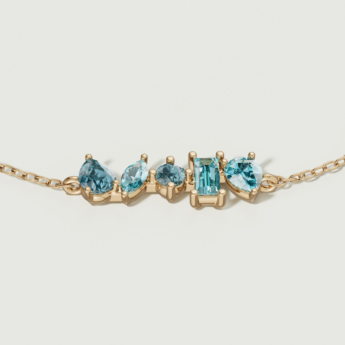 Fireworks Sparkles 18k Yellow Gold Diamond, Blue Topaz & London Topaz Bracelet