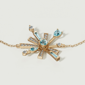 سوار فايروركس سباركلز من الذهب الأصفر عيار 18 قيراط مرصع بالألماس والتوباز الأزرق وتوباز لندن