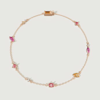 Fireworks Sparks Coloured Gemstones & Diamond Chain Bracelet 18K Rose Gold 