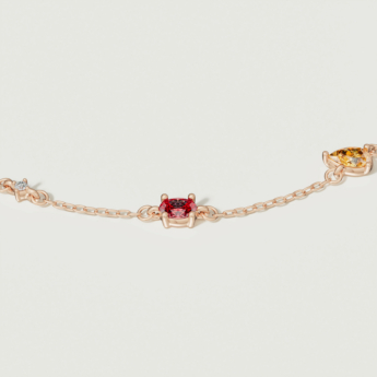 Fireworks Sparks Coloured Gemstones & Diamond Chain Bracelet 18K Rose Gold 