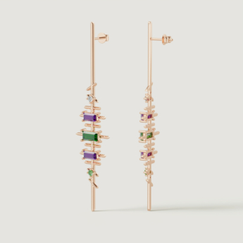 Fireworks Fiesta Diamond and Precious Gem Earrings in 18k Rose Gold