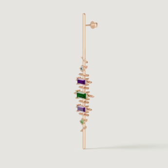 Fireworks Fiesta Diamond and Precious Gem Earrings in 18k Rose Gold