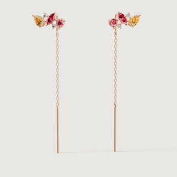Fireworks Sparks Drop Chain Earrings in 18K Rose Gold 