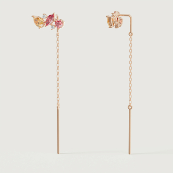 Fireworks Sparks Drop Chain Earrings in 18K Rose Gold 