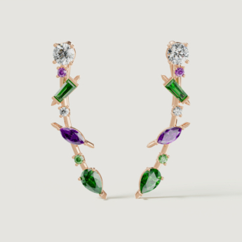 Fireworks Fiesta Diamond and Precious Gem Earrings in 18k Rose Gold