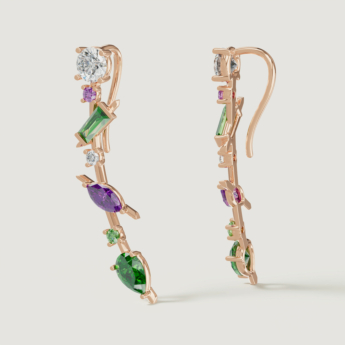 Fireworks Fiesta Diamond and Precious Gem Earrings in 18k Rose Gold
