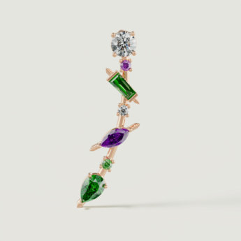 Fireworks Fiesta Diamond and Precious Gem Earrings in 18k Rose Gold