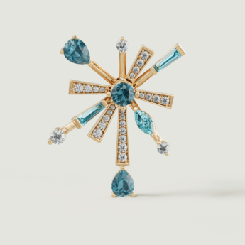 أقراط فايروركس سباركلز من الذهب الأصفر عيار 18 قيراط مرصعة بالألماس والتوباز الأزرق وتوباز لندن