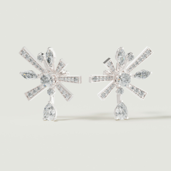 Fireworks Sparkles 18k White Gold Diamond Earrings