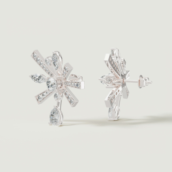 Fireworks Sparkles 18k White Gold Diamond Earrings