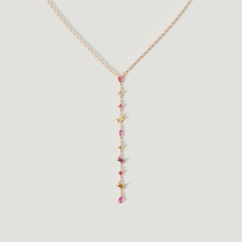 قلادة فايروركس سباركس من الذهب الوردي عيار 18 قيراط على شكل Y مرصعة بالألماس وأحجار كريمة ملونة