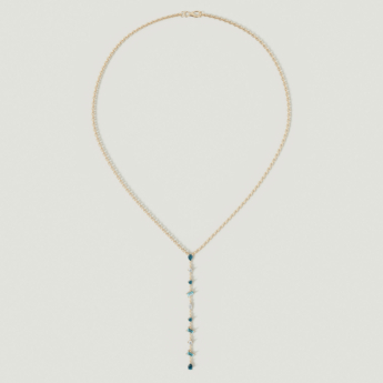 Fireworks Sparkles 18k Yellow Gold Diamond, Blue Topaz & London Topaz Necklace