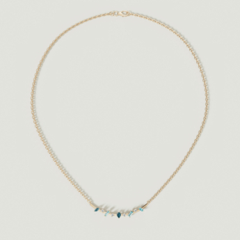 Fireworks Sparkles 18k Yellow Gold Diamond, Blue Topaz & London Topaz Necklace