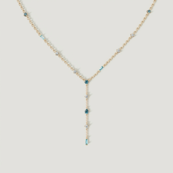 Fireworks Sparkles 18k Yellow Gold Diamond, Blue Topaz & London Topaz Necklace
