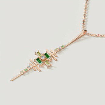 Fireworks Fiesta Diamond and Precious Gem Necklace in 18k Rose Gold