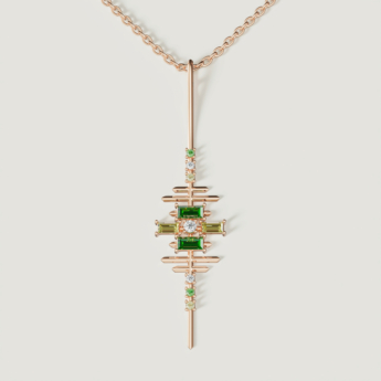 Fireworks Fiesta Diamond and Precious Gem Necklace in 18k Rose Gold