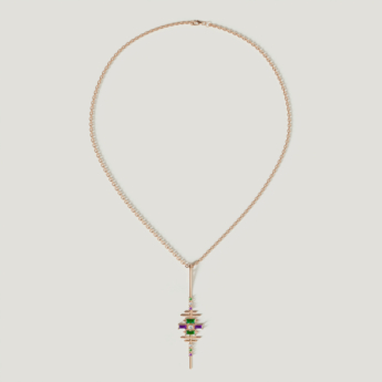 Fireworks Fiesta Diamond and Precious Gem Necklace in 18k Rose Gold