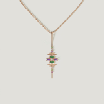 Fireworks Fiesta Diamond and Precious Gem Necklace in 18k Rose Gold