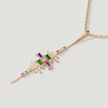 Fireworks Fiesta Diamond and Precious Gem Necklace in 18k Rose Gold
