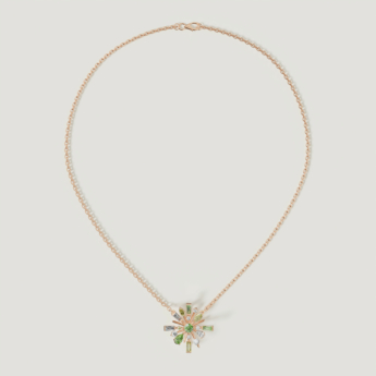 Fireworks Fiesta Diamond and Precious Gem Necklace in 18k Rose Gold