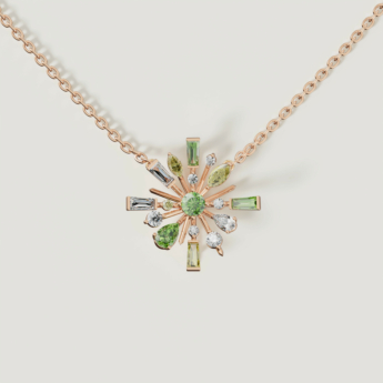 Fireworks Fiesta Diamond and Precious Gem Necklace in 18k Rose Gold