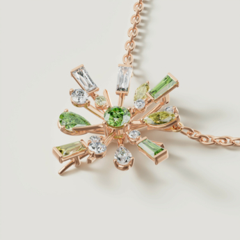 Fireworks Fiesta Diamond and Precious Gem Necklace in 18k Rose Gold