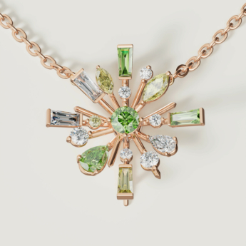 Fireworks Fiesta Diamond and Precious Gem Necklace in 18k Rose Gold