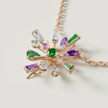 Fireworks Fiesta Diamond and Precious Gem Necklace in 18k Rose Gold