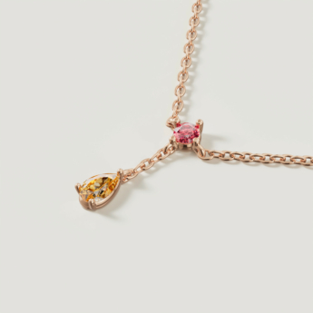 Fireworks Sparks Coloured Gemstones & Diamond Droplets Necklace 18K Rose Gold 