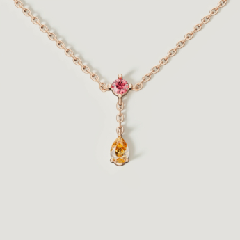 Fireworks Sparks Coloured Gemstones & Diamond Droplets Necklace 18K Rose Gold 