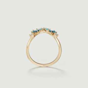 Fireworks Sparkles 18k Yellow Gold Diamond, Blue Topaz & London Topaz Ring