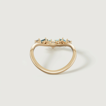 Fireworks Sparkles 18k Yellow Gold Diamond, Blue Topaz & London Topaz Ring