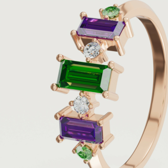 Fireworks Fiesta Diamond and Precious Gem Ring in 18k Rose Gold