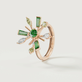 Fireworks Fiesta Diamond and Precious Gem Ring in 18k Rose Gold