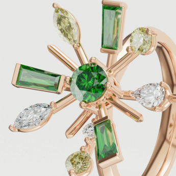 Fireworks Fiesta Diamond and Precious Gem Ring in 18k Rose Gold