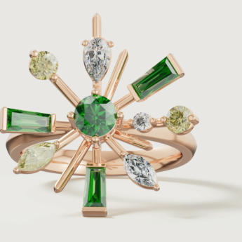 Fireworks Fiesta Diamond and Precious Gem Ring in 18k Rose Gold