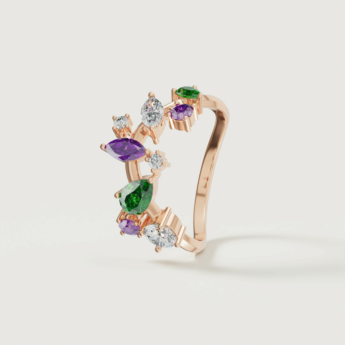 خاتم فيستا المرصع بالألماس والأحجار الكريمة من الذهب الوردي عيار 18 قيراط