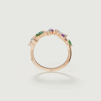 خاتم فيستا المرصع بالألماس والأحجار الكريمة من الذهب الوردي عيار 18 قيراط