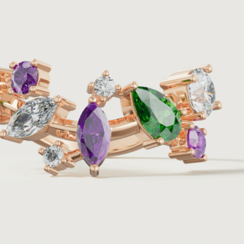 خاتم فيستا المرصع بالألماس والأحجار الكريمة من الذهب الوردي عيار 18 قيراط